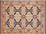 handmade Geometric Kargahi Beige Blue Hand Knotted RECTANGLE 100% WOOL area rug 6x9