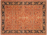 Antique Lavastone Low-Pile Rory Orange/Blue Wool Rug - 6'6'' x 9'2''