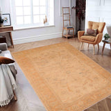 handmade Traditional Kafkaz Chobi Ziegler Tan Gold Hand Knotted RECTANGLE 100% WOOL area rug 6 x 9