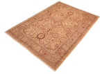 handmade Traditional Kafkaz Chobi Ziegler Tan Brown Hand Knotted RECTANGLE 100% WOOL area rug 6 x 9