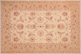 Shabby Chic Ziegler Gaynell Beige Gold Hand-Knotted Wool Rug - 6'2'' x 8'10''