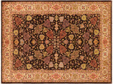 Turkish Knotted Istanbul Adria Brown/Beige Wool Rug - 6'2'' x 8'11''