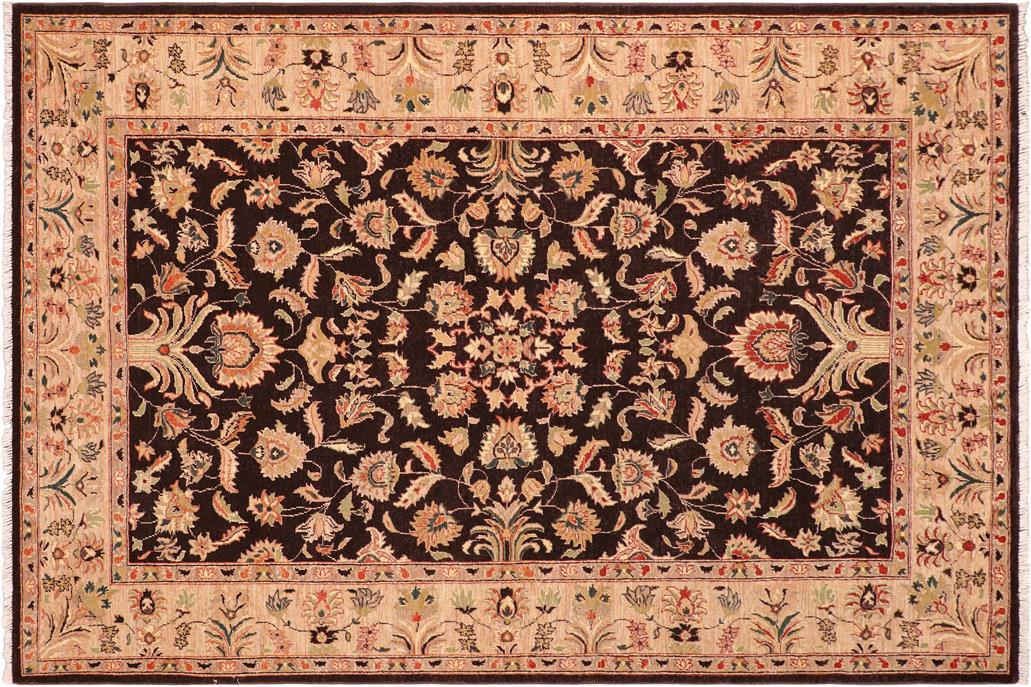 handmade Transitional Kafkaz Brown Tan Hand Knotted RECTANGLE 100% WOOL area rug 6x9