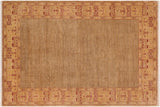 Bohemian Ziegler Glory Tan Beige Hand-Knotted Wool Rug - 6'2'' x 8'9''