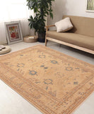 handmade Traditional Kafkaz Chobi Ziegler Tan Blue Hand Knotted RECTANGLE 100% WOOL area rug 6 x 9