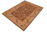 handmade Traditional Kafkaz Chobi Ziegler Brown Tan Hand Knotted RECTANGLE 100% WOOL area rug 6 x 9