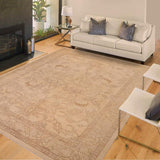 handmade Traditional Kafkaz Chobi Ziegler Beige Tan Hand Knotted RECTANGLE 100% WOOL area rug 9 x 12