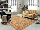 handmade Traditional Kafkaz Chobi Ziegler Beige Tan Hand Knotted RECTANGLE 100% WOOL area rug 9 x 13