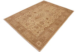 handmade Traditional Kafkaz Chobi Ziegler Beige Tan Hand Knotted RECTANGLE 100% WOOL area rug 9 x 12