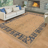 handmade Traditional Kafkaz Chobi Ziegler Tan Blue Hand Knotted RECTANGLE 100% WOOL area rug 9 x 12