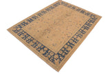 handmade Traditional Kafkaz Chobi Ziegler Tan Blue Hand Knotted RECTANGLE 100% WOOL area rug 9 x 12