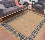 handmade Traditional Kafkaz Chobi Ziegler Taupe Blue Hand Knotted RECTANGLE 100% WOOL area rug 9 x 12