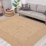 handmade Traditional Kafkaz Chobi Ziegler Tan Beige Hand Knotted RECTANGLE 100% WOOL area rug 9 x 11