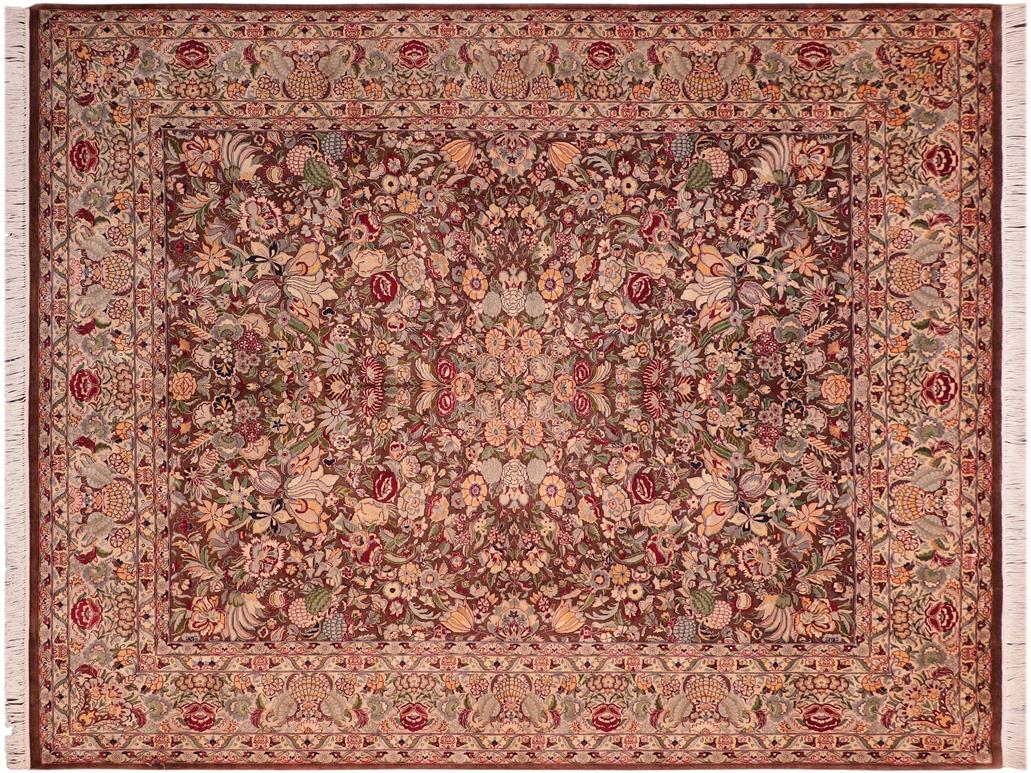handmade Traditional Gullrook Brown Beige Hand Knotted RECTANGLE 100% WOOL area rug 8x11