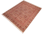 handmade Traditional Paracha Tan Rust Hand Knotted RECTANGLE 100% WOOL area rug 8x11