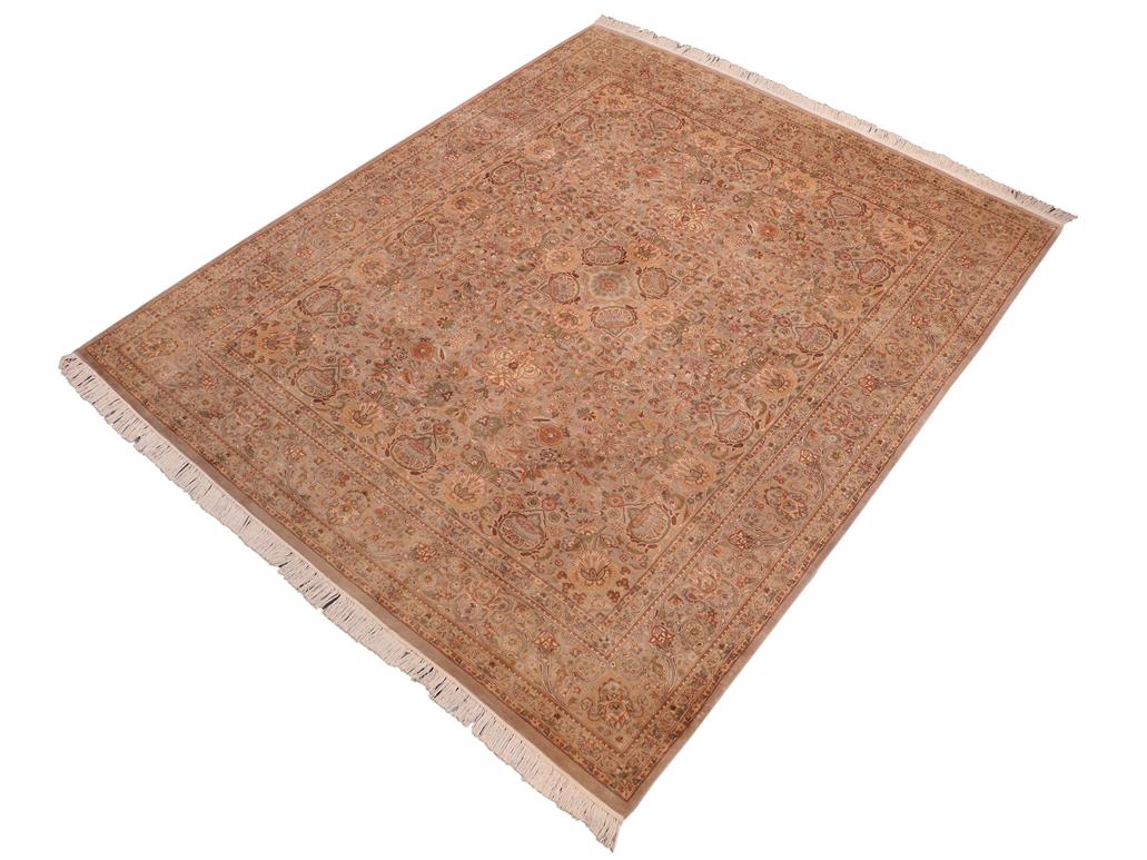 handmade Traditional Lahore Taupe Green Hand Knotted RECTANGLE 100% WOOL area rug 8x10