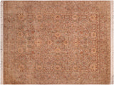 handmade Traditional Lahore Taupe Green Hand Knotted RECTANGLE 100% WOOL area rug 8x10