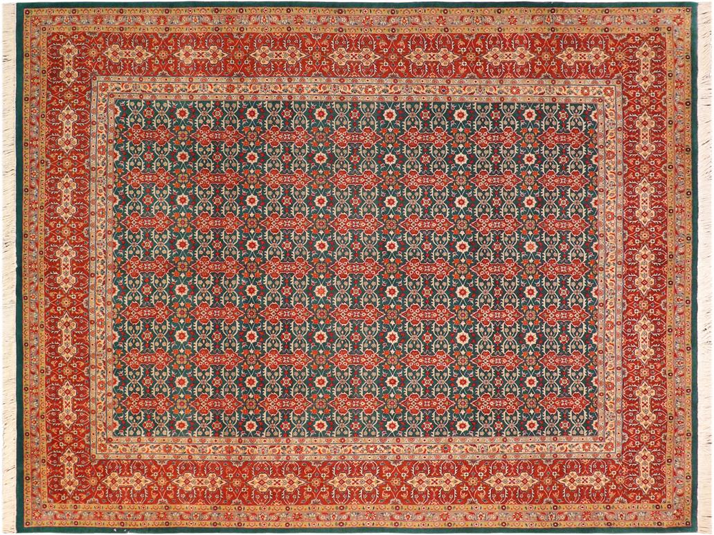 handmade Traditional  Green Rust Hand Knotted RECTANGLE 100% WOOL area rug 8x10