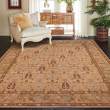 handmade Transitional Kafkaz Chobi Ziegler Tan Brown Hand Knotted RECTANGLE 100% WOOL area rug 6 x 10