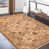 handmade Traditional Kafkaz Chobi Ziegler Beige Brown Hand Knotted RECTANGLE 100% WOOL area rug 6 x 9