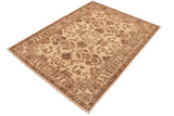 handmade Traditional Kafkaz Chobi Ziegler Beige Brown Hand Knotted RECTANGLE 100% WOOL area rug 6 x 9