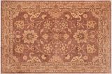 handmade Traditional Lahore Brown Tan Hand Knotted RECTANGLE 100% WOOL area rug 6 x 9