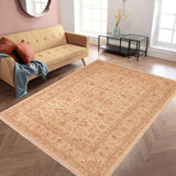 handmade Transitional Kafkaz Chobi Ziegler Beige Tan Hand Knotted RECTANGLE 100% WOOL area rug 6 x 9