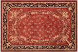 Shabby Chic Ziegler Marylyn Red Black Hand-Knotted Wool Rug - 6'1'' x 9'3''