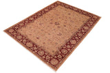 handmade Traditional Kafkaz Chobi Ziegler Tan Red Hand Knotted RECTANGLE 100% WOOL area rug 6 x 9