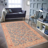 handmade Transitional Kafkaz Chobi Ziegler Blue Tan Hand Knotted RECTANGLE 100% WOOL area rug 6 x 9