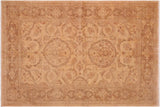 handmade Traditional Kafkaz Chobi Ziegler Tan Brown Hand Knotted RECTANGLE 100% WOOL area rug 6 x 9