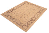 handmade Traditional Kafkaz Chobi Ziegler Tan Brown Hand Knotted RECTANGLE 100% WOOL area rug 6 x 9