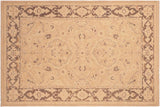 handmade Traditional Kafkaz Chobi Ziegler Tan Brown Hand Knotted RECTANGLE 100% WOOL area rug 6 x 9