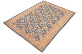 handmade Transitional Kafkaz Chobi Ziegler Blue Tan Hand Knotted RECTANGLE 100% WOOL area rug 6 x 9