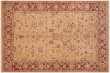 Oriental Ziegler Barbie Gold Red Hand-Knotted Wool Rug - 6'0'' x 9'1''