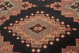 handmade Geometric Bokhara Black Light Brown Hand Knotted RECTANGLE 100% WOOL area rug 10x14