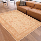 handmade Traditional Kafkaz Chobi Ziegler Tan Brown Hand Knotted RECTANGLE 100% WOOL area rug 6 x 8