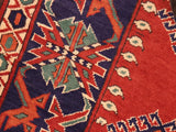 handmade Geometric Kargahi Rust Blue Hand Knotted RECTANGLE 100% WOOL area rug 6x9