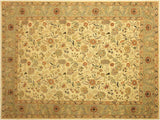 Turkish Knotted Istanbul Sabine Ivory/ Green Wool Rug - 9'0'' x 12'2''