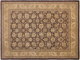 Turkish Knotted Istanbul Romana Aubergine/ Tan Wool Rug - 9'2'' x 12'3''
