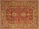 Turkish Knotted Istanbul Keiko Rust/Gold Wool Rug - 9'5'' x 11'4''