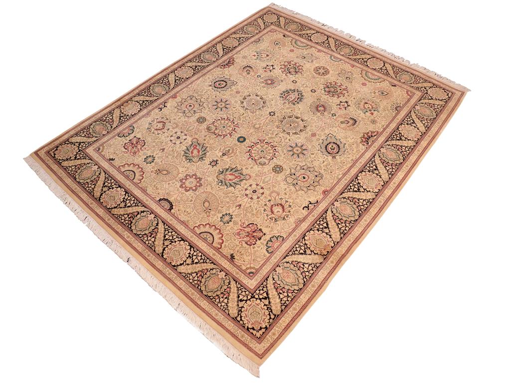 handmade Traditional New Mubashe Beige Black Hand Knotted RECTANGLE 100% WOOL area rug 8x11