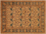 Antique Lavastone Low-Pile Corazon Tan/Green Wool Rug - 7'0'' x 9'8''