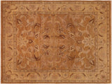 handmade Traditional Antique Brown Gold Hand Knotted RECTANGLE 100% WOOL area rug 8x9