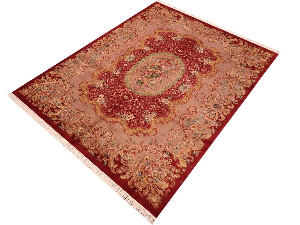handmade Traditional Eurpien Red Lt. Brown Hand Knotted RECTANGLE 100% WOOL area rug 6x9