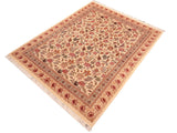 handmade Traditional Gulberg Ivory Pink Hand Knotted RECTANGLE 100% WOOL area rug 6x9