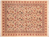 handmade Traditional Gulberg Ivory Pink Hand Knotted RECTANGLE 100% WOOL area rug 6x9