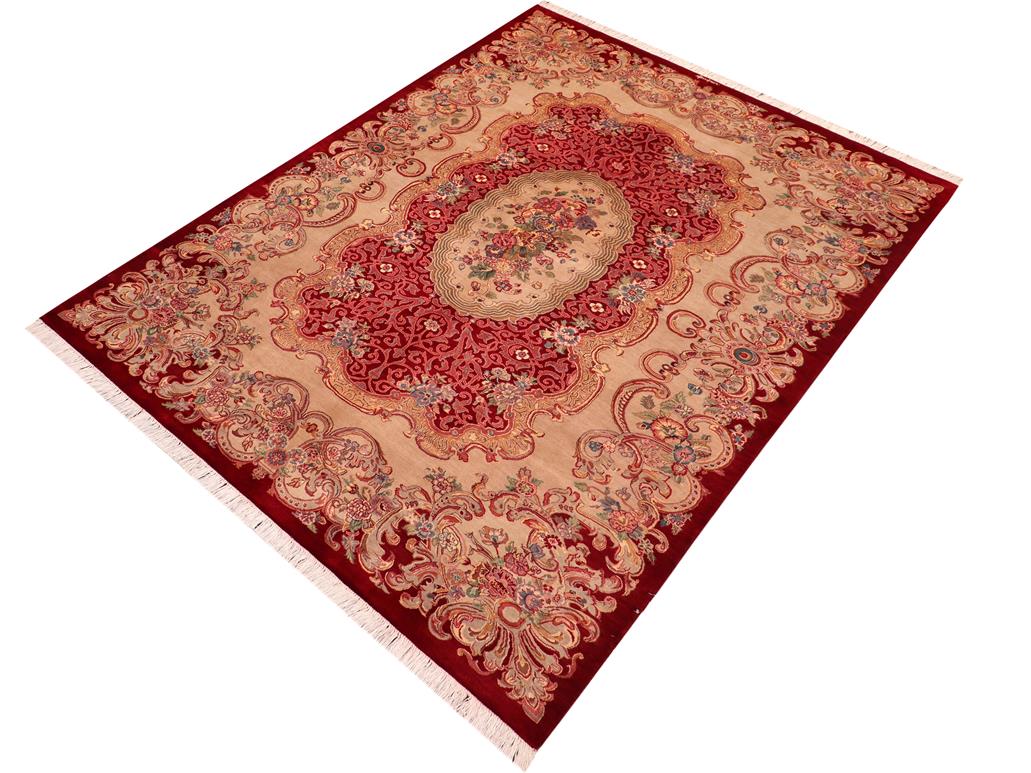 handmade Traditional Eurpien Red Taupe Hand Knotted RECTANGLE 100% WOOL area rug 6x9