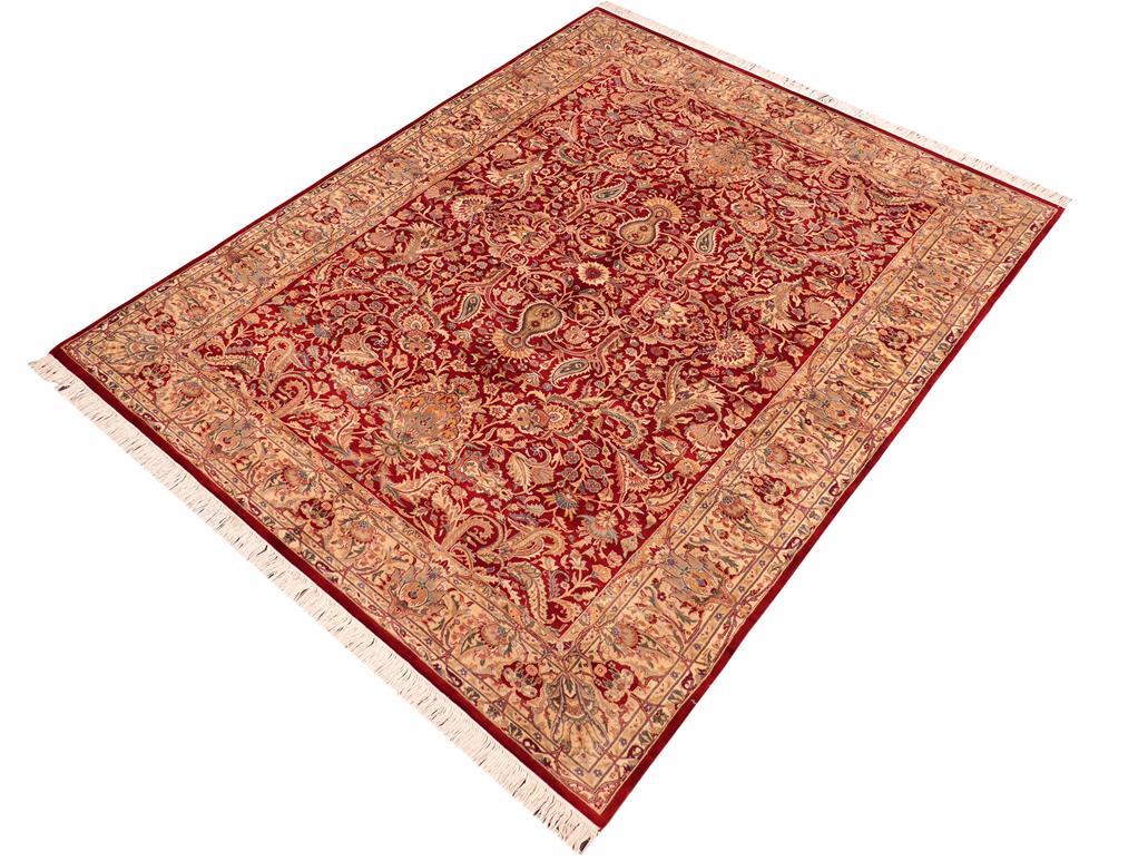 handmade Traditional Aness Red Beige Hand Knotted RECTANGLE 100% WOOL area rug 6x9