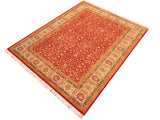 handmade Traditional Lahore Red Beige Hand Knotted RECTANGLE 100% WOOL area rug 6x9